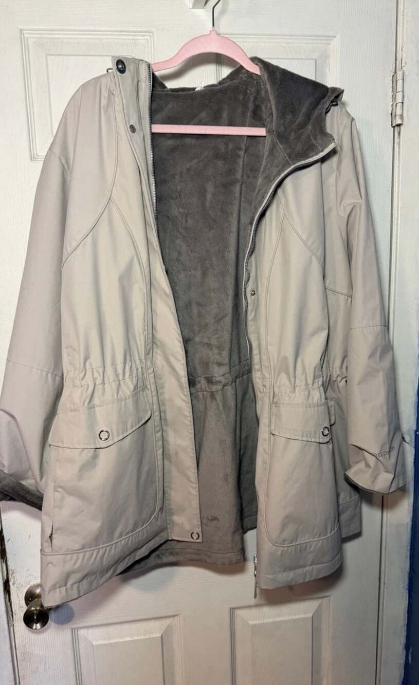 Free Country Faux Fur Lined Hooded Parka Jacket Khaki